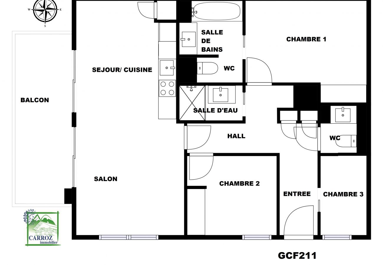 Appartement à Les Carroz d'Arâches - GCF211 appartement 6 pers pied de piste Appartement à Les Carroz d'Arâches - GCF211 appartement 6 pers pied de piste