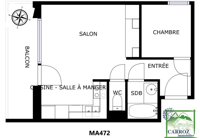 Appartement à Les Carroz d'Arâches - MA472 - 2 Pièces 5 pers + garage centre Carroz Appartement à Les Carroz d'Arâches - MA472 - 2 Pièces 5 pers + garage centre Carroz