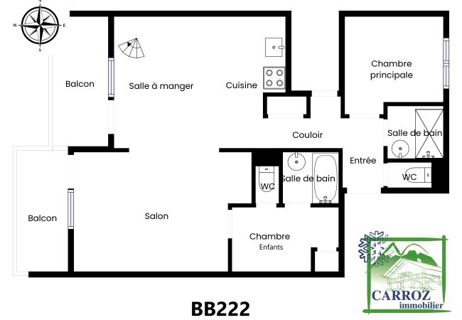 Appartement à Les Carroz d'Arâches - BB222 - 3 pièces mezzanine 6 pers pied de pistes Appartement à Les Carroz d'Arâches - BB222 - 3 pièces mezzanine 6 pers pied de pistes